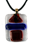 Clear Art Pendant with Red & Blue