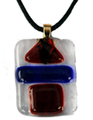 Clear Art Pendant with Red & Blue