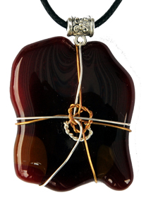 Red Wired Art Pendant