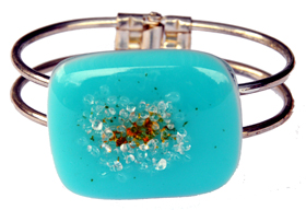 Turquoise Art Bangle with Frit