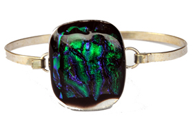 Dichroic Green, Purple & Black Bangle