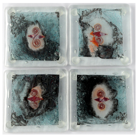 Float Glass Coasters with Metal Inclusions
