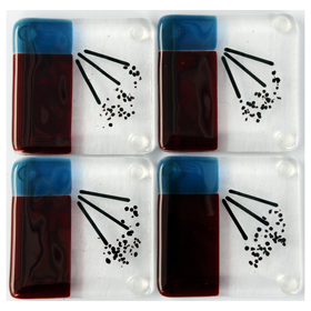 Clear, Red, Turquoise & Black Art Glass Coasters
