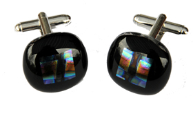 Black with Green & Pink Dichroic Cufflinks