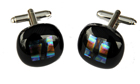 Black with Green & Pink Dichroic Cufflinks
