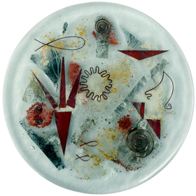 Round Float Glass Flat Dish with Metal Inclusions