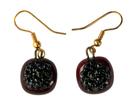 Red Drop Earrings with Black Frit Decoration