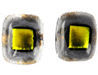 Grey Stud Earrings with Yellow Accents