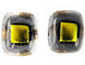 Grey Stud Earrings with Yellow Accents