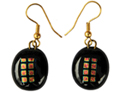 Black Drop Earrings with Pink Accents