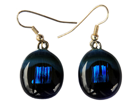 Blue & Black Drop Earrings with Blue Accents
