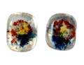 Clear Stud Earrings with Colour Inclusions