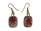 Clear Drop Earrings with Red Frit Decoration