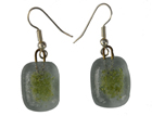 Clear Drop Earrings with Green Frit Decoration