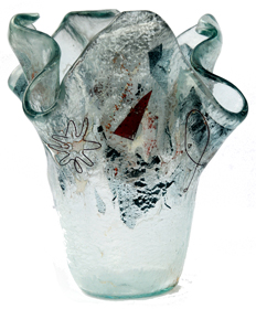 Float Glass Vase with Metal Inclusions