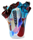 Multi-Coloured Art Glass Vaseb with Dichroic Accents